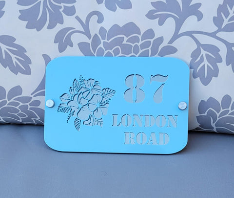 Flowers, Floral House Number, House Number Sign, Door Sign, Door Number, Modern, Acrylic, House Name, Address Sign, First Home,