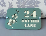 Orchid, Flowers, Floral House Number, House Number Sign, Door Sign, Door Number, Modern, Acrylic, House Name, Address Sign, First Home,