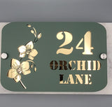 Orchid, Flowers, Floral House Number, House Number Sign, Door Sign, Door Number, Modern, Acrylic, House Name, Address Sign, First Home,