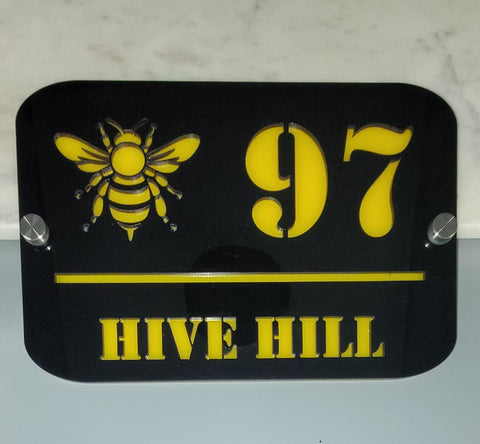 Bee, bumble bee House Number, House Number Sign, Door Sign, Door Number, Modern, Acrylic, House Name, Address Sign, First Home,