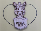 Zebra Handmade Wooden Pocket hug token love gift little pocket hug, pick me up pocket hug token