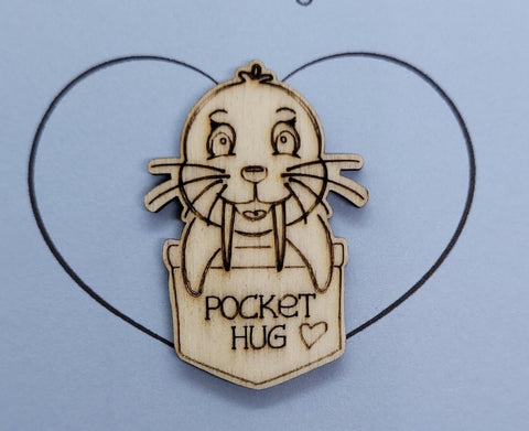 Seal Handmade Wooden Pocket hug token love gift little pocket hug, pick me up pocket hug token