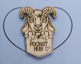 Goat Handmade Wooden Pocket hug token love gift little pocket hug, pick me up pocket hug token