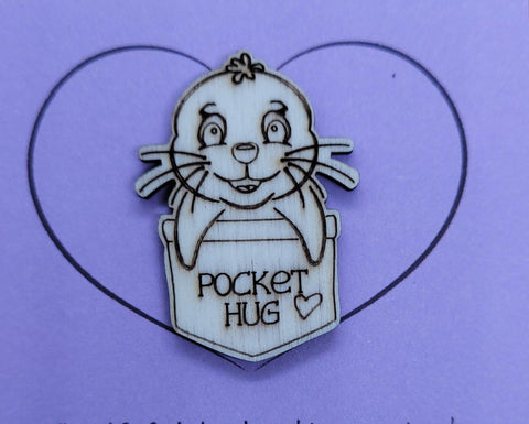 Seal Handmade Wooden Pocket hug token love gift little pocket hug, pick me up pocket hug token