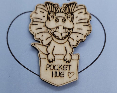 Dinosaur Handmade Wooden Pocket hug token love gift little pocket hug, pick me up pocket hug token