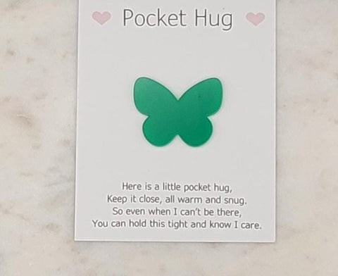 Butterfly Pocket hug token love gift thinking of you  little pocket hug, pick me up pocket hug token Acrylic - 35 colours