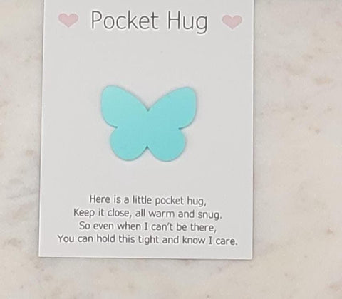 Butterfly Pocket hug token love gift thinking of you  little pocket hug, pick me up pocket hug token Acrylic - 35 colours