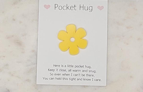 Daisy Pocket hug token love gift thinking of you  little pocket hug, pick me up pocket hug token Acrylic - 35 colours