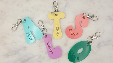 Retro Letter Backpack Tag Letter Name Keyring Bag Tag. Back to School. Children's name tag Stocking Filler Acrylic Keychain