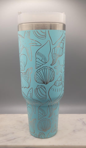 Shells, Beach ,Summer, Ocean, Under the sea 40oz Double Wall Insulated Tumbler with Handles Gift for mom, Granny, sister, Niece
