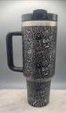 Trick or Treat Halloween, ghosts, spiders, Boo 40oz Double Wall Insulated Tumbler with Handles Gift