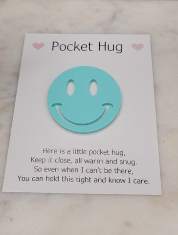 Smiley face, happy face Pocket hug token love gift thinking of you  little pocket hug, pick me up pocket hug token Acrylic - 35 colours
