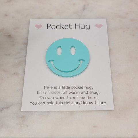 Smiley face, happy face Pocket hug token love gift thinking of you  little pocket hug, pick me up pocket hug token Acrylic - 35 colours