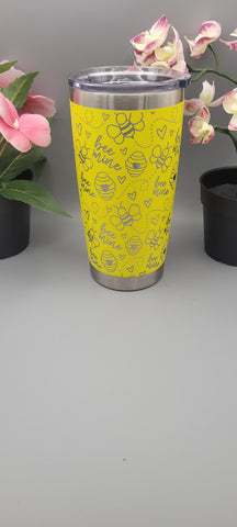 Let it Bee, hiney Bees, beehive Laser Engraved 20oz Double Wall Insulated Tumbler Travel mug,Seamless Tumbler ,Gift