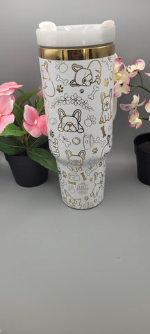 French Bulldog, Frenchie, dog mom, dog lover 40oz Double Wall Insulated Tumbler with Handles Gift for mom, Granny, sister, Niece