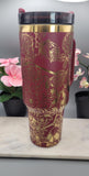 Skulls & Swear Words , Cuss word, F**K mandala with sugar skull 40oz Double Wall Insulated Tumbler with Handles