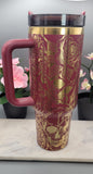 Skulls & Swear Words , Cuss word, F**K mandala with sugar skull 40oz Double Wall Insulated Tumbler with Handles
