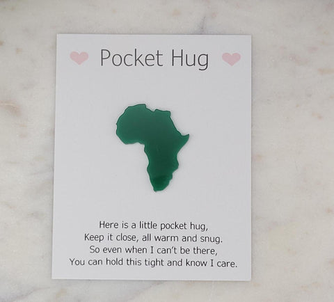 Africa Pocket hug token love gift thinking of you  little pocket hug, pick me up pocket hug token Acrylic - choose your colour Acrylic