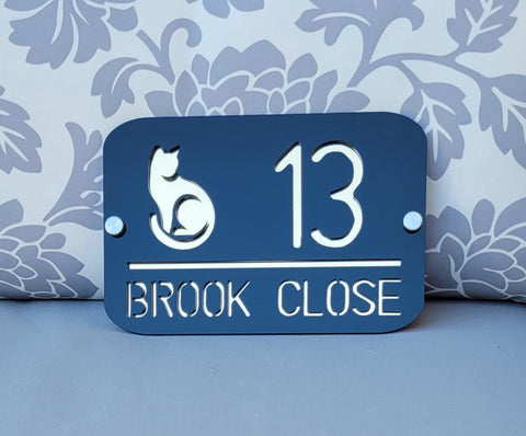 Cat, Kitten House Number, House Number Sign, Door Sign, Door Number, Modern, Acrylic, House Name, Address Sign, First Home,