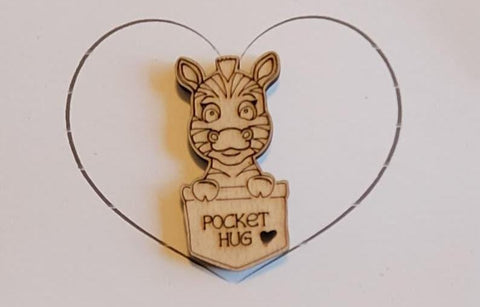 Zebra Handmade Wooden Pocket hug token love gift little pocket hug, pick me up pocket hug token
