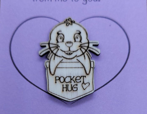 Seal Handmade Wooden Pocket hug token love gift little pocket hug, pick me up pocket hug token