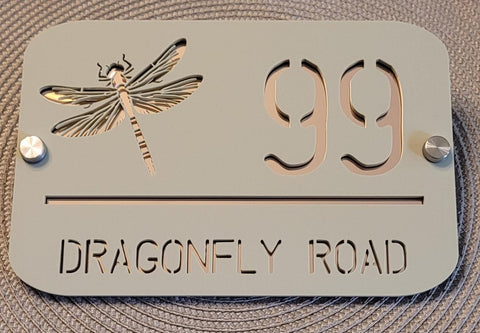 Dragon Fly House Number, House Number Sign, Door Sign, Door Number, Modern, Acrylic, House Name, Address Sign, First Home,