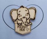 Elephant Handmade Wooden Pocket hug token love gift little pocket hug, pick me up pocket hug token