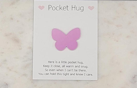 Butterfly Pocket hug token love gift thinking of you  little pocket hug, pick me up pocket hug token Acrylic - 35 colours