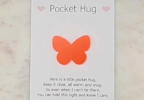 Butterfly Pocket hug token love gift thinking of you  little pocket hug, pick me up pocket hug token Acrylic - 35 colours