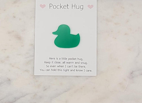 Duck Pocket hug token love gift thinking of you  little pocket hug, pick me up pocket hug token Acrylic - 35 colours