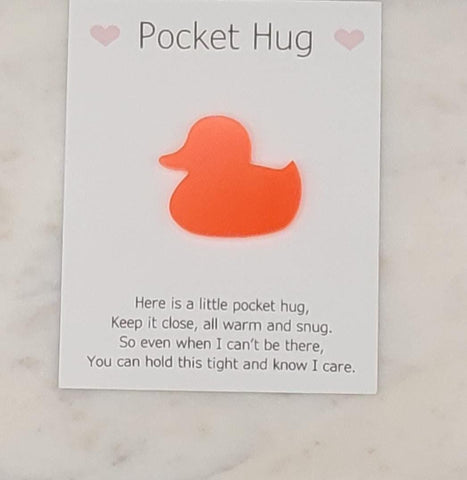 Duck Pocket hug token love gift thinking of you  little pocket hug, pick me up pocket hug token Acrylic - 35 colours