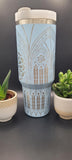 Cathedral, Stained glass window, church, Goth, Vintage Engraved Boho gift 40oz Double Wall Insulated Tumbler with Handles Gift
