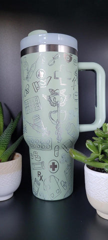 NURSE LIFE Nurse, Graduate gift, Doctor gift, Medical 40oz Double Wall Insulated Tumbler with Handles Gift for mom, Granny, sister, Niece