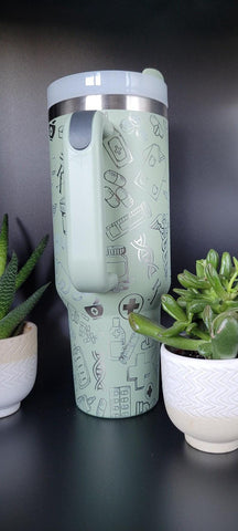 NURSE LIFE Nurse, Graduate gift, Doctor gift, Medical 40oz Double Wall Insulated Tumbler with Handles Gift for mom, Granny, sister, Niece