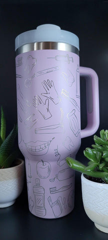Dental Work, Graduate gift, Dentist gift, Medical 40oz Double Wall Insulated Tumbler with Handles Gift for mom, Granny, sister, Niece