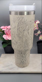 Cherry blossoms Birds, Toucan, Parrot, Bird of Paradise, Tropical Plants 40oz Laser Engraved 40oz Double Wall Insulated Tumbler with Handles