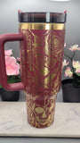 Skulls & Swear Words , Cuss word, F**K mandala with sugar skull 40oz Double Wall Insulated Tumbler with Handles