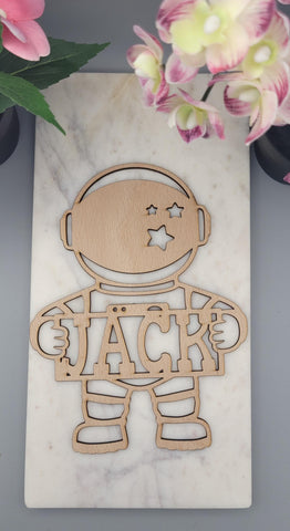 Personalized Astronaut Name Sign  Outer Space Boys Bedroom Decor, Nursery Wall or Door Hanger, Custom Acrylic or Wood Kids Room Gift