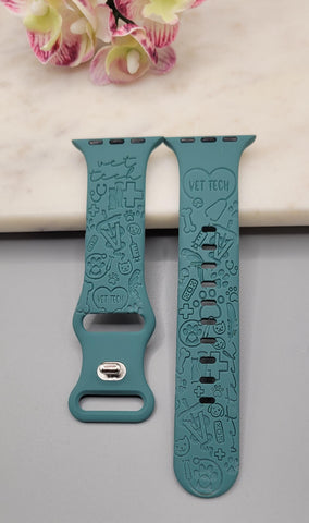 Engraved Vet Vetenary graduate Design for Apple Watch Silicone Sports Band/Strap  38mm/40mm/41mm/42mm/44mm/45mm/46mm/49mm Boho