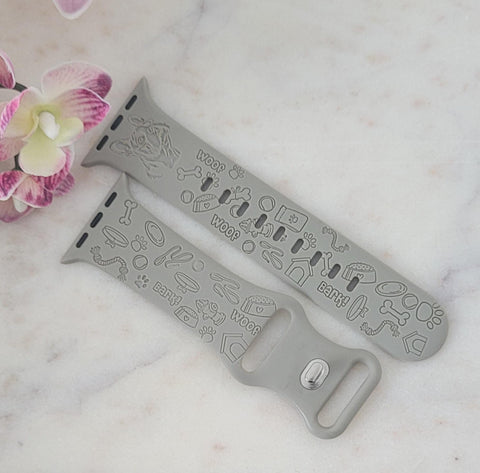 Engraved French Bulldog Design for Apple Watch Silicone Sports Band/Strap  38mm/40mm/41mm/42mm/44mm/45mm/46mm/49mm Boho