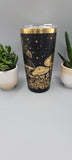 Moonlight Moths and mushrooms black and gold Laser Engraved 20oz Double Wall Insulated Tumbler Travel mug,Seamless Tumbler ,Gift