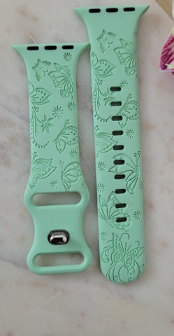 Engraved Butterflies Butterfly Gift Design for Apple Watch Silicone Sports Band/Strap  38mm/40mm/41mm/42mm/44mm/45mm/46mm/49mm Garden Boho