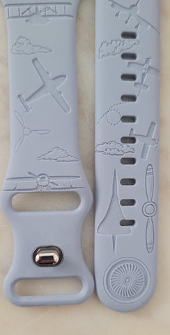 Engraved Aviation, Airplane, Pilot Gift for Apple Watch Silicone Sports Band/Strap  38mm/40mm/41mm/42mm/44mm/45mm/46mm/49mm