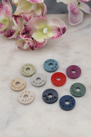 Country City Town Travel Tokens for Bracelets and Necklaces Engraved Travel Rings, Travel Gift Made from Acrylic