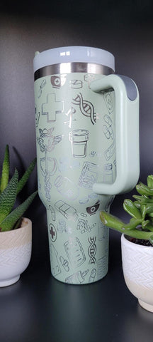 NURSE LIFE Nurse, Graduate gift, Doctor gift, Medical 40oz Double Wall Insulated Tumbler with Handles Gift for mom, Granny, sister, Niece