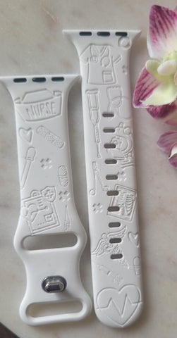 Engraved Nurse, Nursing Graduate Gift Design for Apple Watch Silicone Sports Band/Strap  38mm/40mm/41mm/42mm/44mm/45mm/46mm/49mm