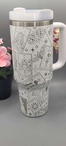 Tarot Cards 40oz Double Wall Insulated Tumbler with Handles Gift for mom, Granny, sister, Niece