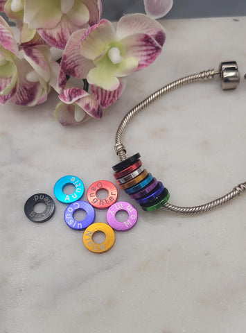 Add a Family name , cousin Niece Sister Daughter Mom Granny charm tokens for Bracelets and Necklaces Engraved Rings,