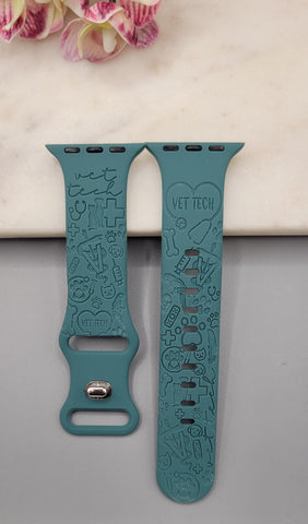 Engraved Vet Vetenary graduate Design for Apple Watch Silicone Sports Band/Strap  38mm/40mm/41mm/42mm/44mm/45mm/46mm/49mm Boho