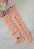 Engraved Paisley Flowers Design for Apple Watch Silicone Sports Band/Strap  38mm/40mm/41mm/42mm/44mm/45mm/46mm/49mm Boho